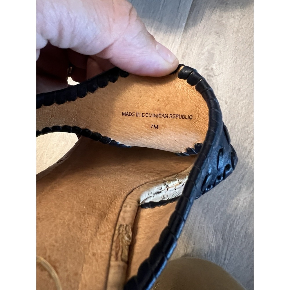 Jack Rogers Emilia Sandals Slides Leather Platform Wedge Cork Navy Blue Size 7 - Picture 7 of 8